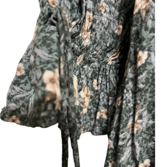 HAILEY & Co Green Floral Long Sleeve Printed Babydoll Dress Large - Picture 5 of 11